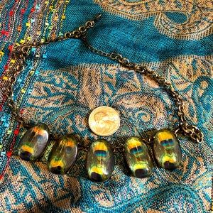 Peacock stone choker necklace